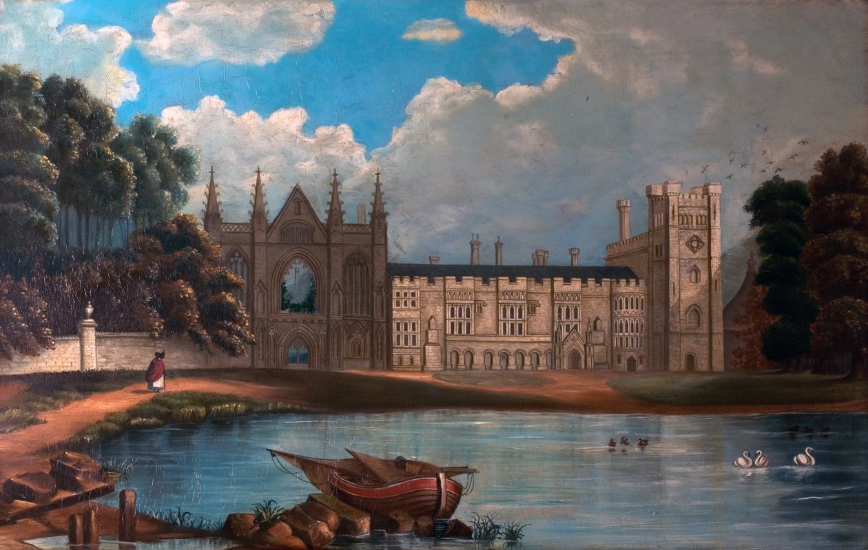 West View of Newstead Abbey, Nottinghamshire, 1820-34 (olej na drewnie 65 x 101,5) autorstwa Moses after Webster