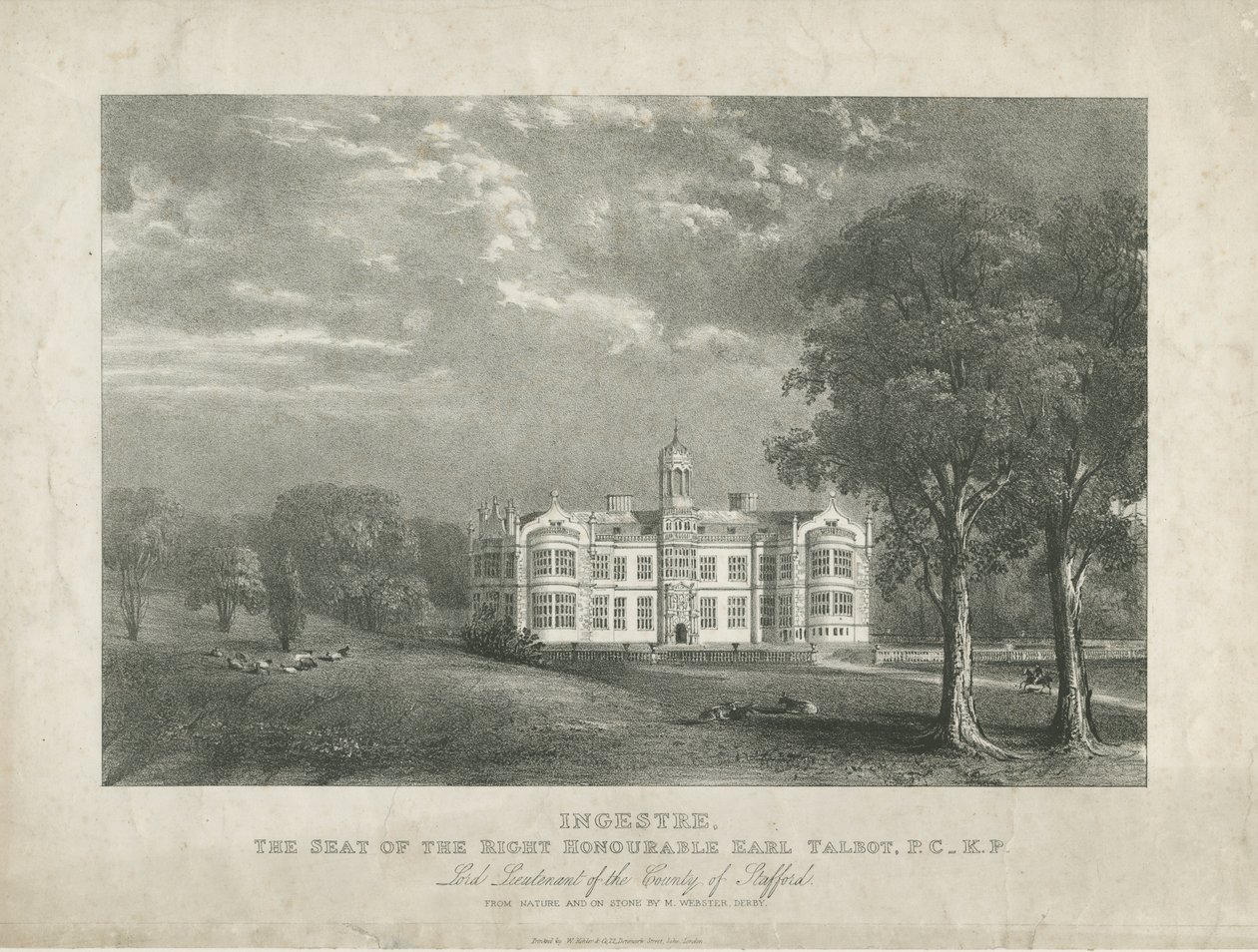 Ingestre Hall: litografia, bd [ok. 1840] autorstwa Moses Webster