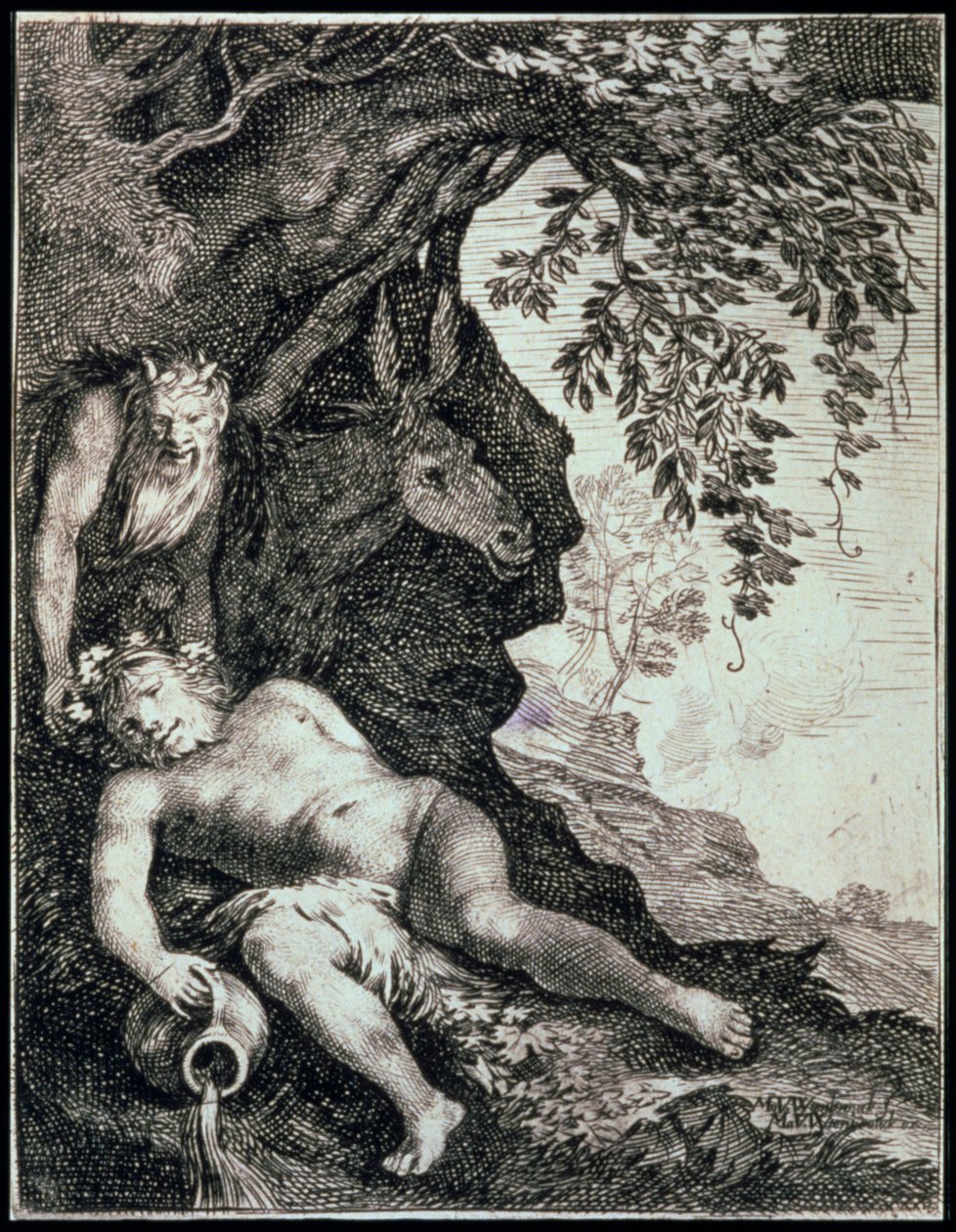 „Pijana Silenus”, XVII wiek autorstwa Moses van Uyttenbroeck
