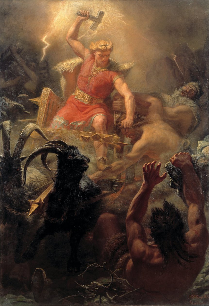 Thors Walczą z Gigantami autorstwa Mårten Eskil Winge
