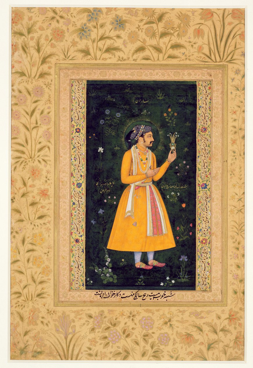 Cesarz Szach Dżahan (1592-1666) (r.1627-1658) jako książę, ok.1616 (gwasz na pergaminie) autorstwa Mughal School