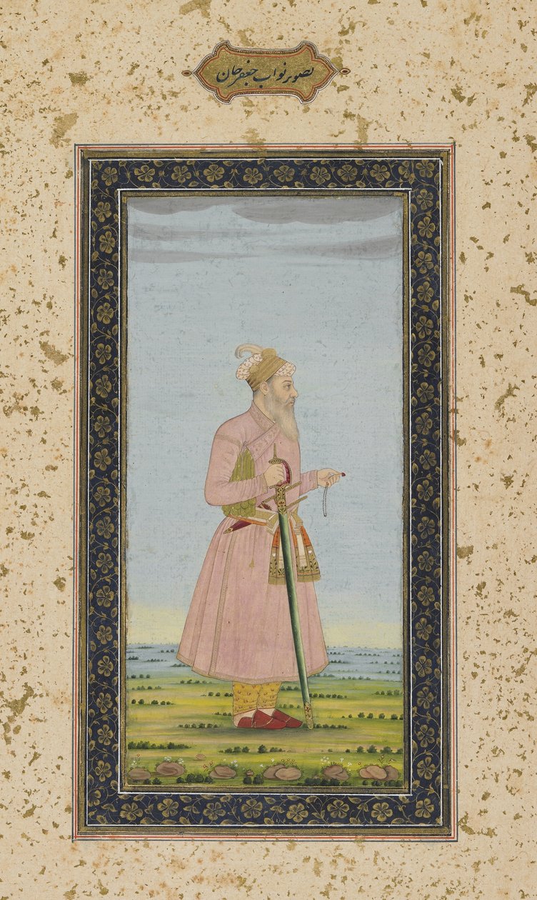 Nawab Ja”far Khan z albumu Impey, oderwane folio rękopisu, c.1770 autorstwa Mughal School