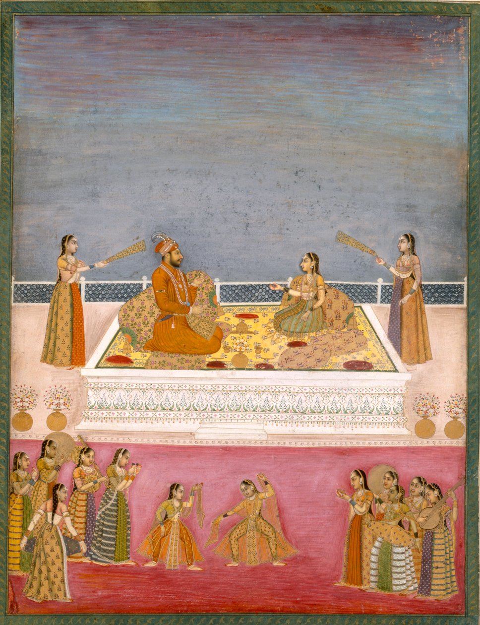 ځوان مغل امپراتور محمد شاه په نوچ فعالیت کې (1719-48)، c.1725 (په کاغذ باندې ناپاک wc) پولی autorstwa Mughal School