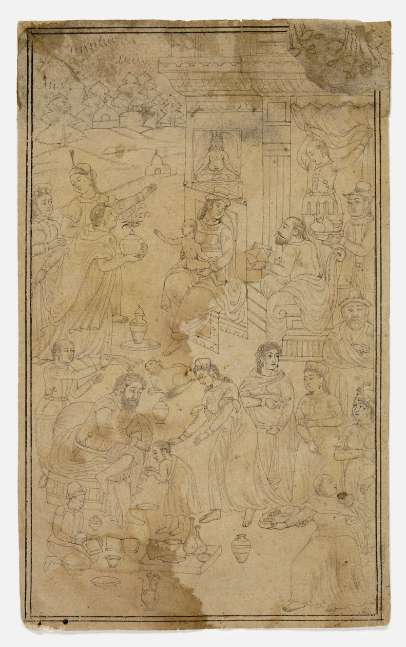 Adoracja Trzech Króli autorstwa Mughal School
