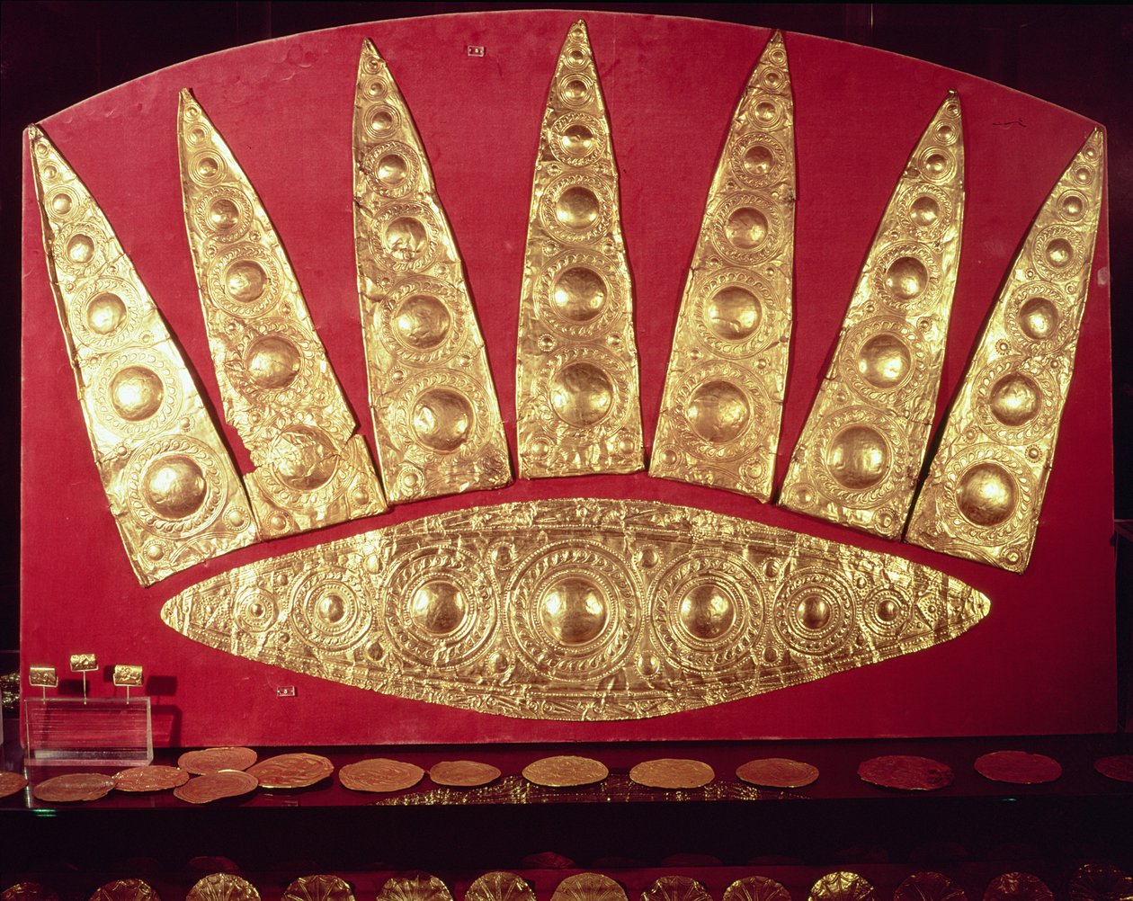 Tiara z Grave III, Grave Circle A, Mykeny, ok. XVI w. p.n.e. (złoto) autorstwa Mycenaean