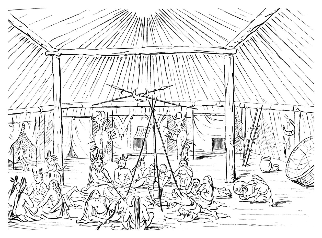 Wnętrze tipi, 1841. autorstwa Myers and Co