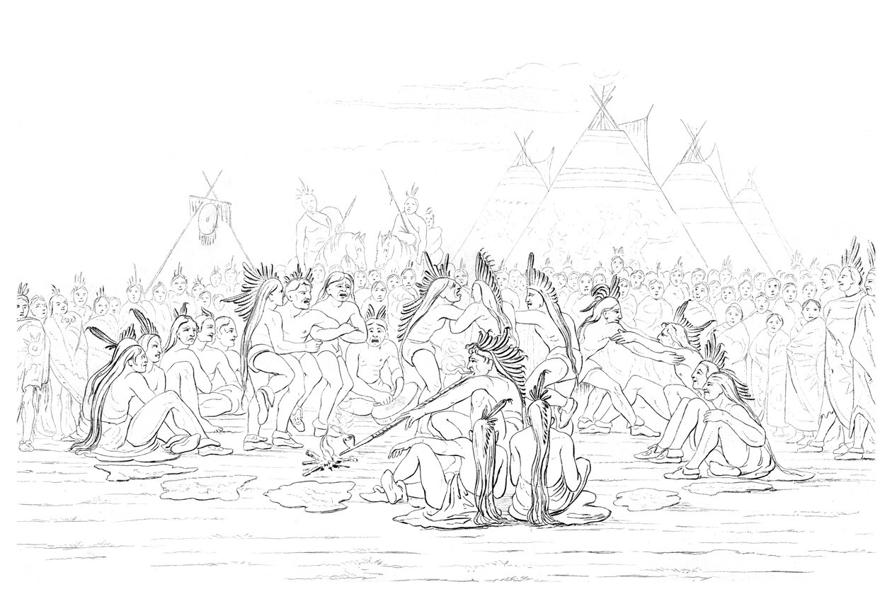 Indiański taniec fajkowy, 1841. autorstwa Myers and Co