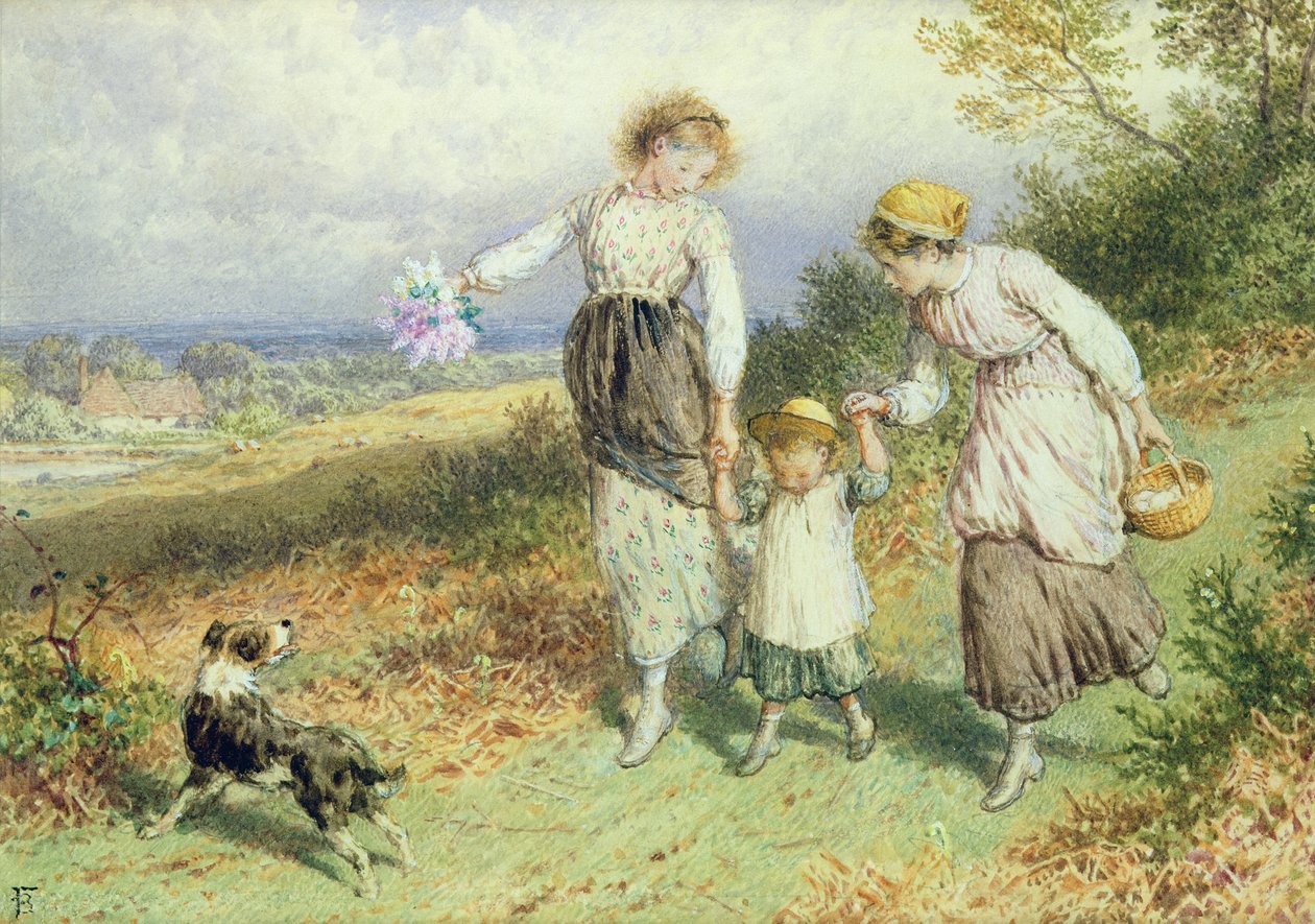 Powrót ze wsi, XIX w. autorstwa Myles Birket Foster