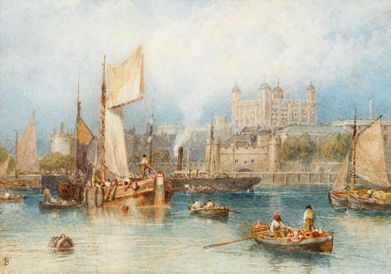 Tower of London od Tamizy (wc na papierze) autorstwa Myles Birket Foster