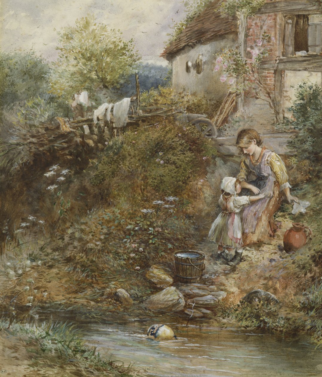 Dzień prania (wc na papierze) autorstwa Myles Birket Foster