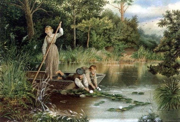 Zbieranie lilii autorstwa Myles Birket (after) Foster