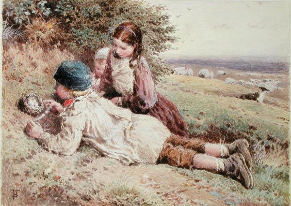 Zbieranie ptasich jaj autorstwa Myles Birket Foster