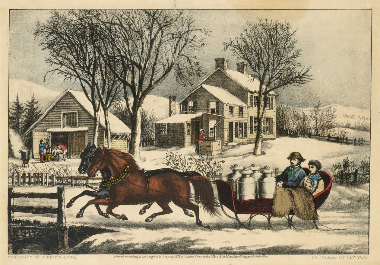 Zimowy poranek na wsi, 1873 autorstwa Nathaniel Currier