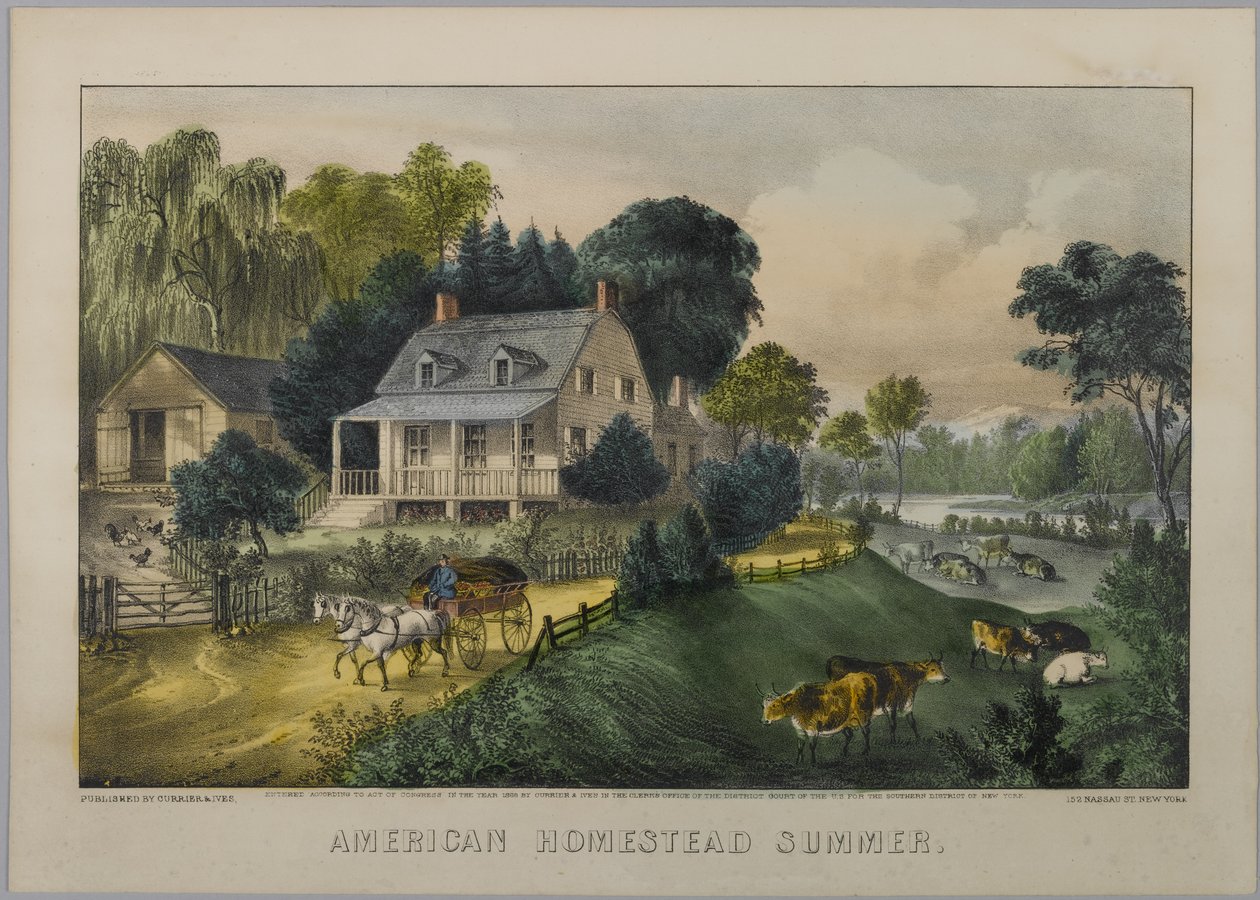 American Homestead Summer, 1868-69 (lito ręcznie kolorowane) autorstwa N. and Ives, J.M. Currier