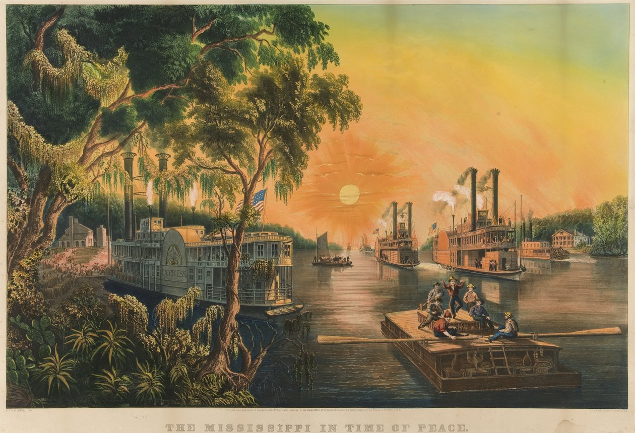 Missisipi w czasie pokoju, 1865 autorstwa N. and Ives, J.M. Currier