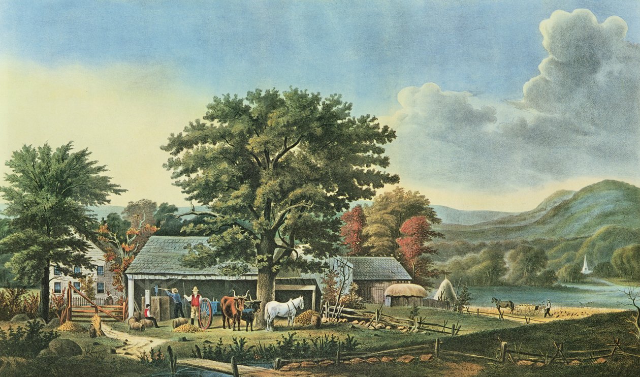 Jesień w Nowej Anglii - Produkcja cydru, 1866 autorstwa N. and Ives, J.M. Currier