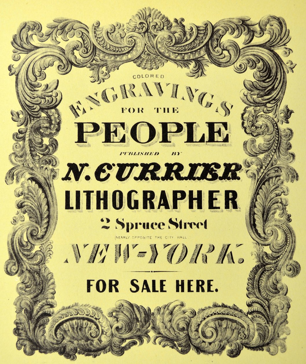 Currier & Ives ilustracja XIX wieku. Ekslibris na stronę tytułową: Kolorowe ryciny dla ludzi autorstwa N. and Ives, J.M. Currier