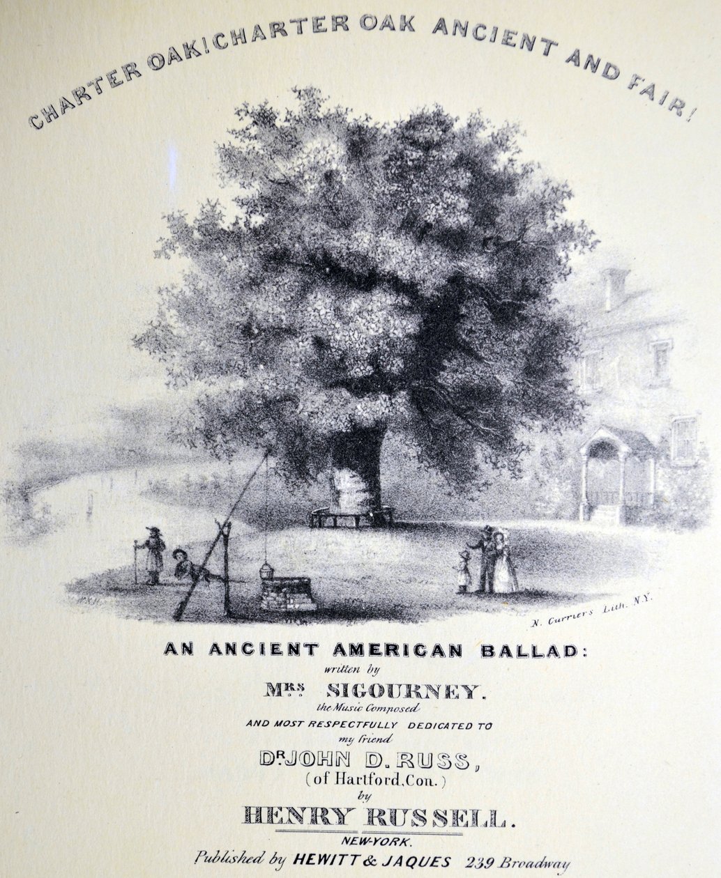 Currier & Ives ilustracja XIX wieku. Dąb Czarterowy! Czarter Oak Starożytny i Fair autorstwa N. and Ives, J.M. Currier