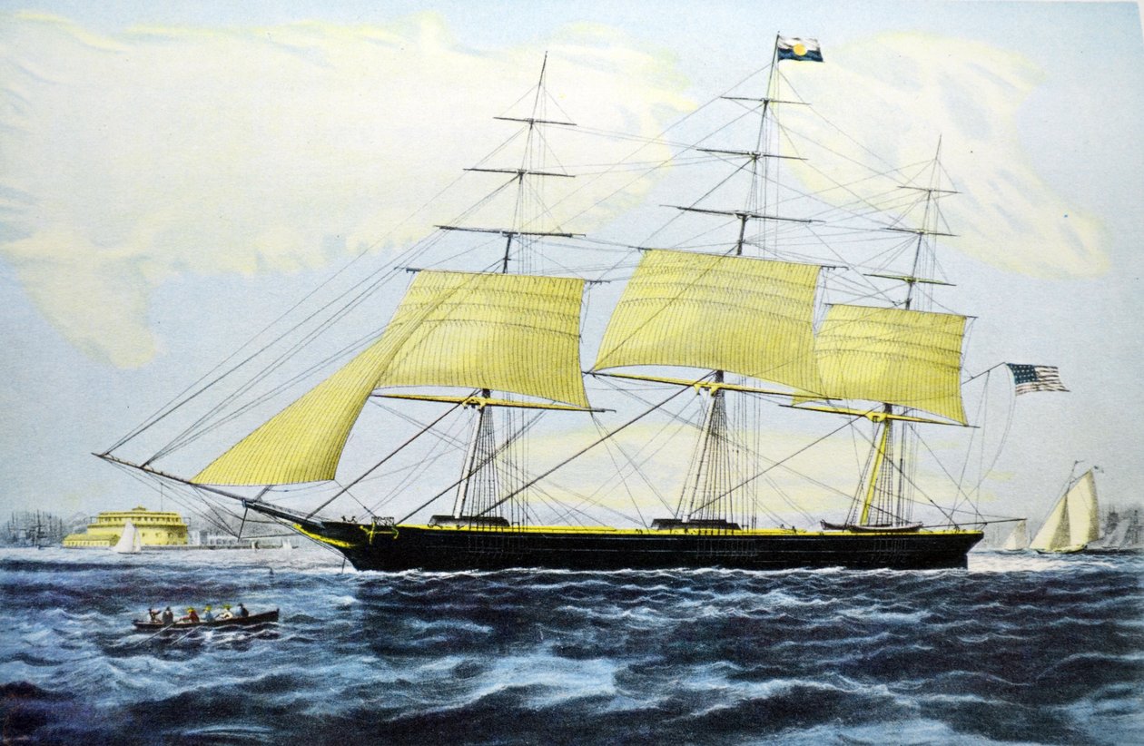 Currier & Ives ilustracja XIX wieku. Clipper Ship Nightingale autorstwa N. and Ives, J.M. Currier