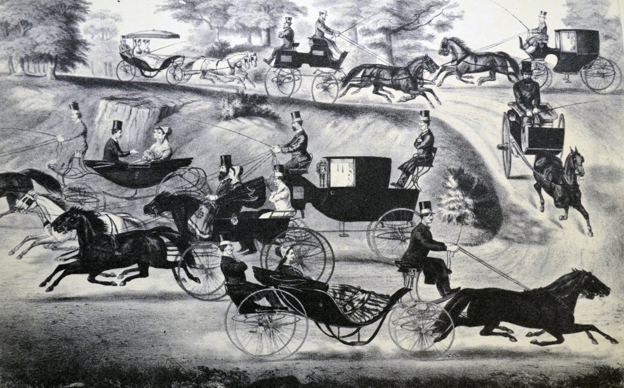 Currier & Ives ilustracja XIX wieku. Modne frekwencje w Central Parku autorstwa N. and Ives, J.M. Currier