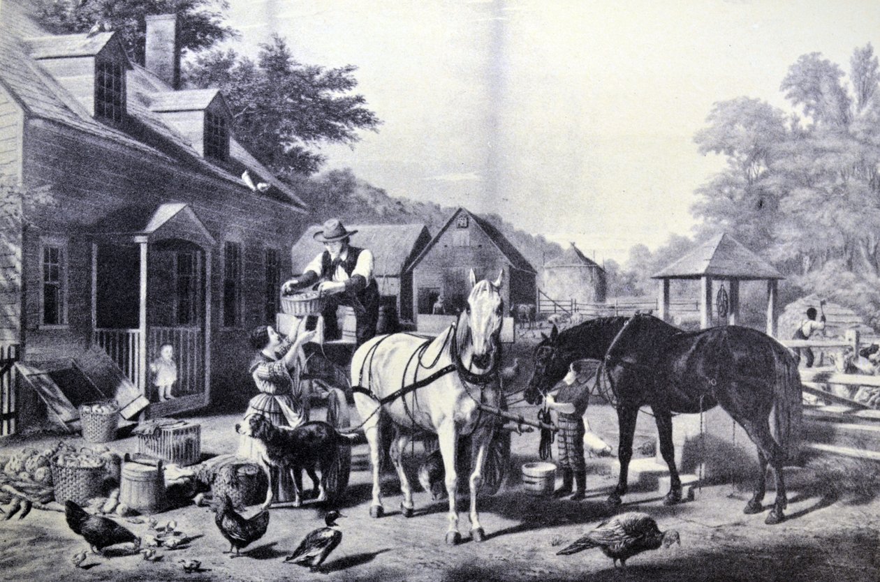 Currier & Ives ilustracja XIX wieku. Przygotowanie do rynku autorstwa N. and Ives, J.M. Currier