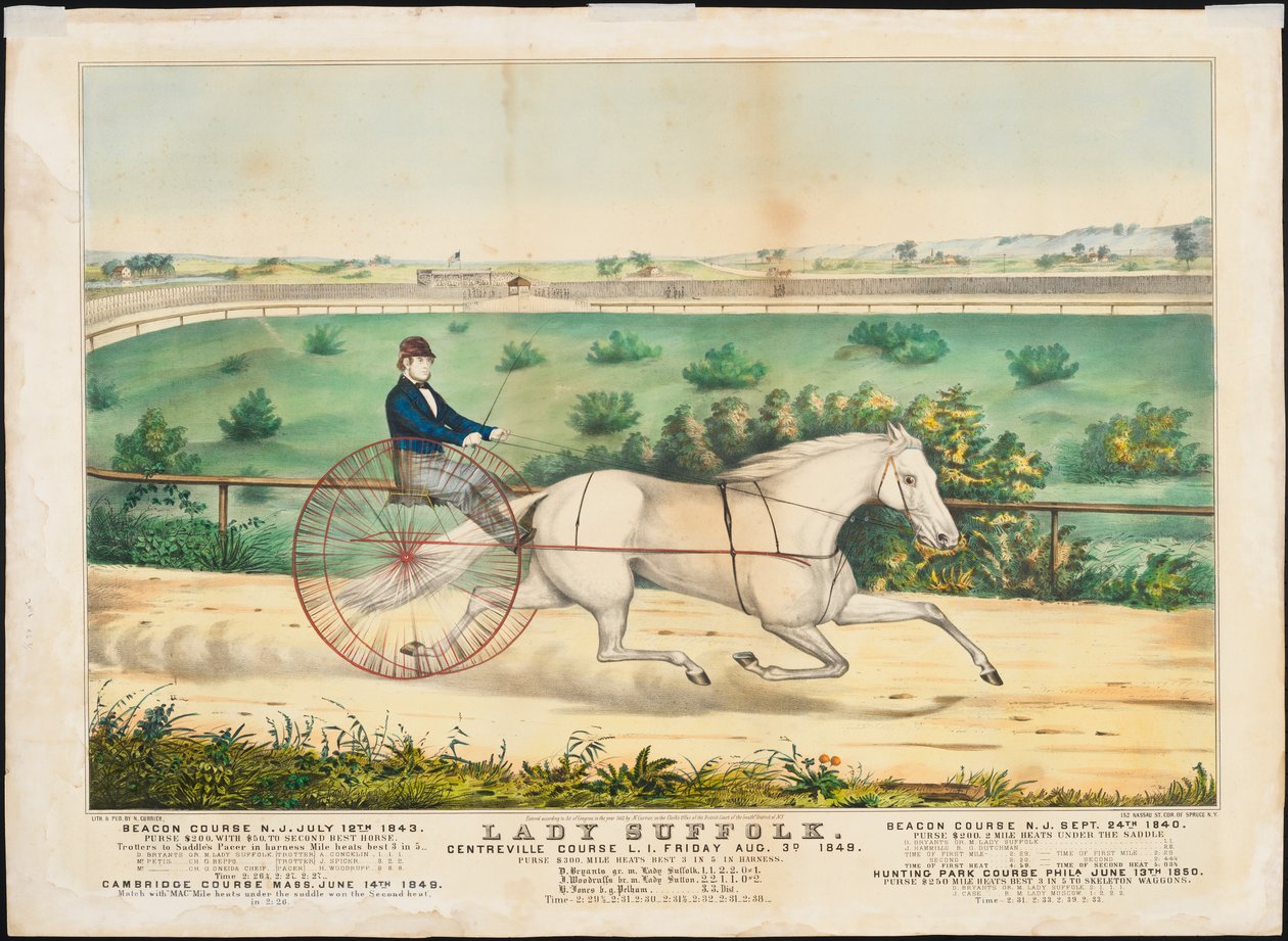 „Lady Suffolk”, 1852 (ręcznie kolorowana lito) autorstwa N. and Ives, J.M. Currier