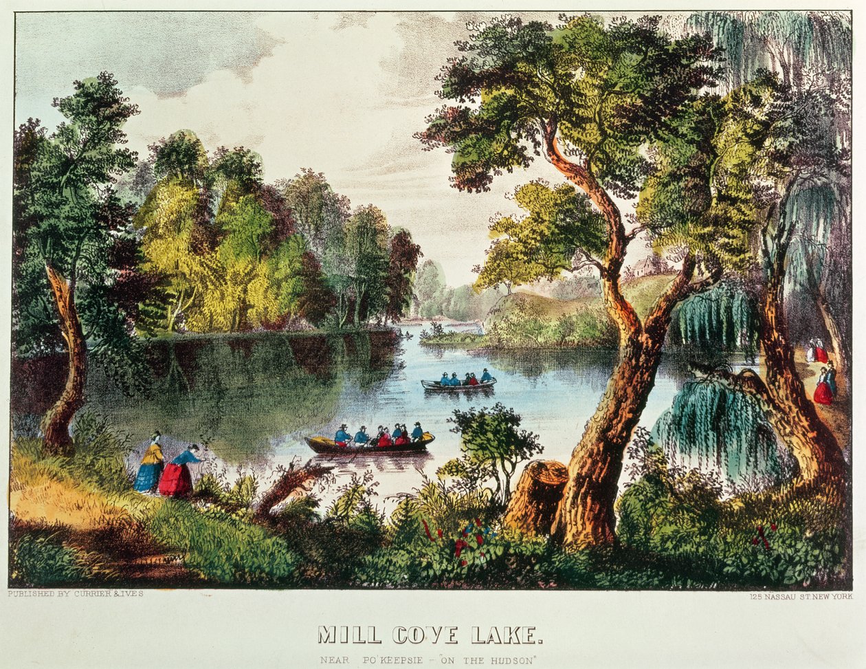 Jezioro Mill Cove autorstwa N. and Ives, J.M. Currier