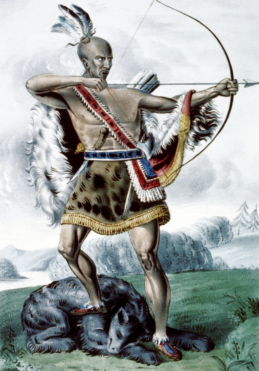 Indyjski myśliwy, 1845 r autorstwa N. and Ives, J.M. Currier