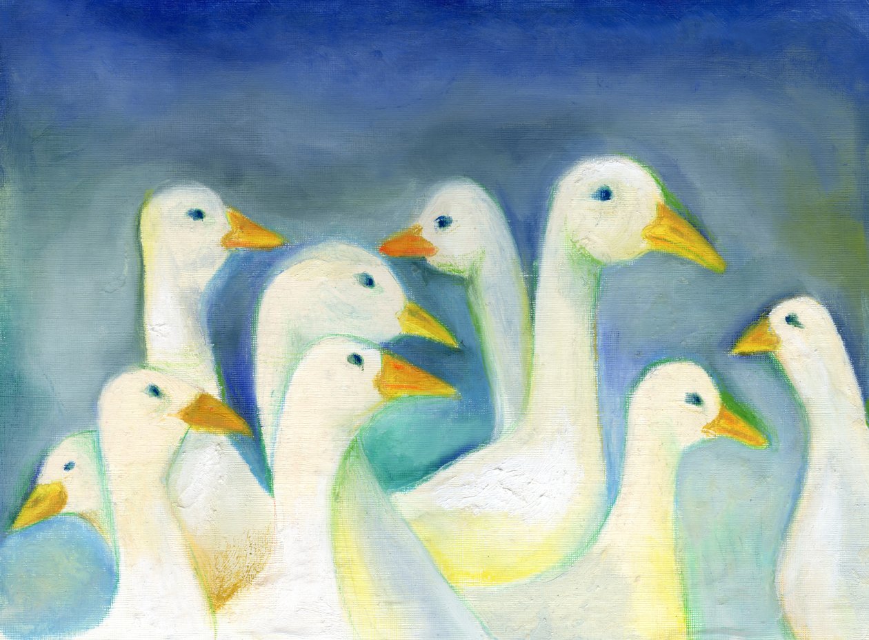 Gaggle, 2012 (pastele olejne na papierze) autorstwa Nancy Moniz Charalambous
