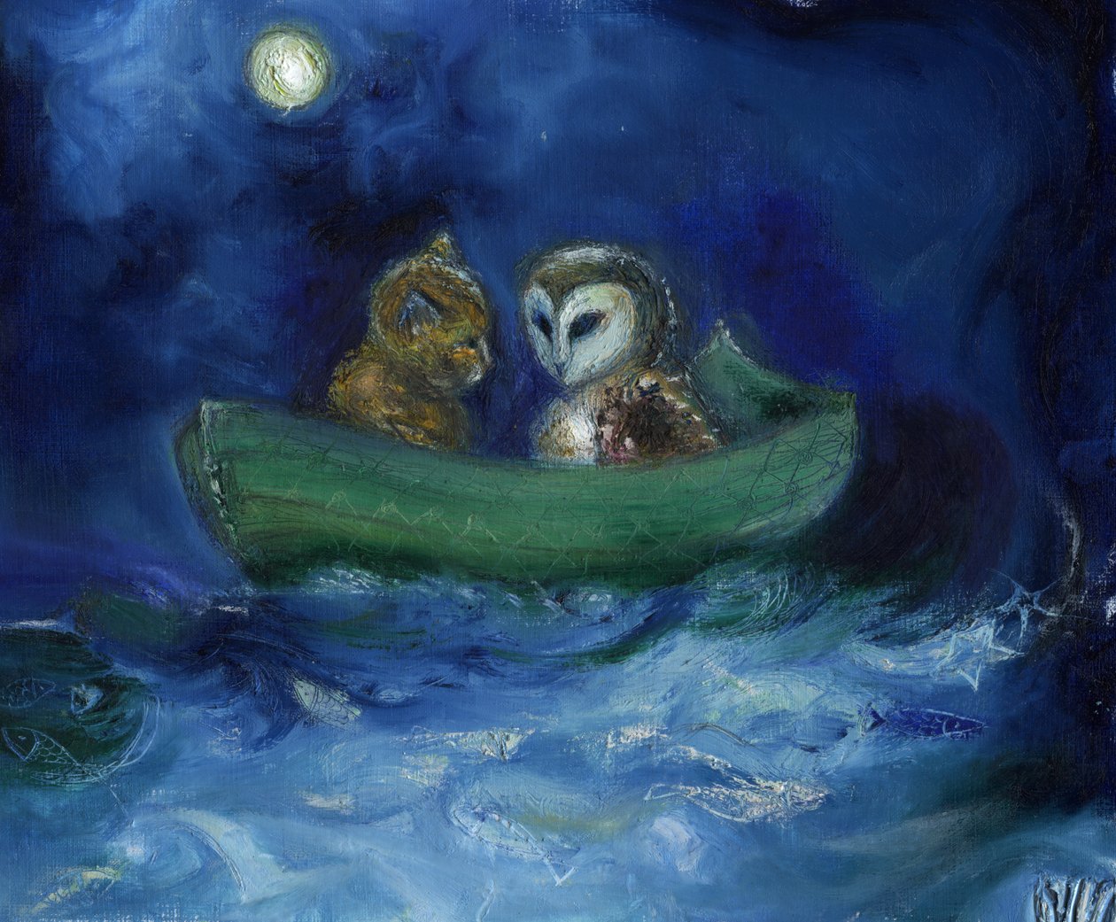 Sowa i kotek, 2014, autorstwa Nancy Moniz Charalambous
