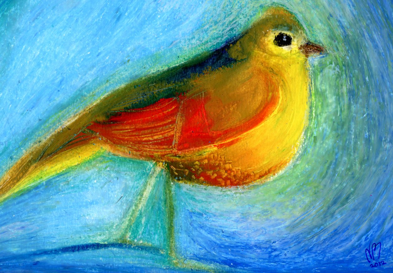 The Wishing Bird, 2012, (pastel olejny na papierze) autorstwa Nancy Moniz Charalambous
