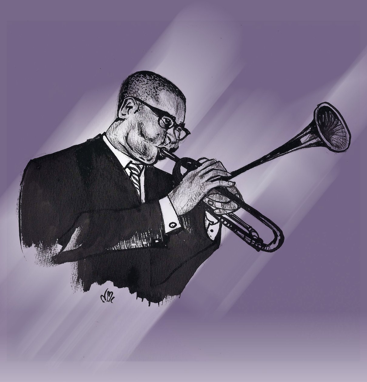 Dizzy Gillespie, 2021 (rysunek) autorstwa Nancy Moniz Charalambous