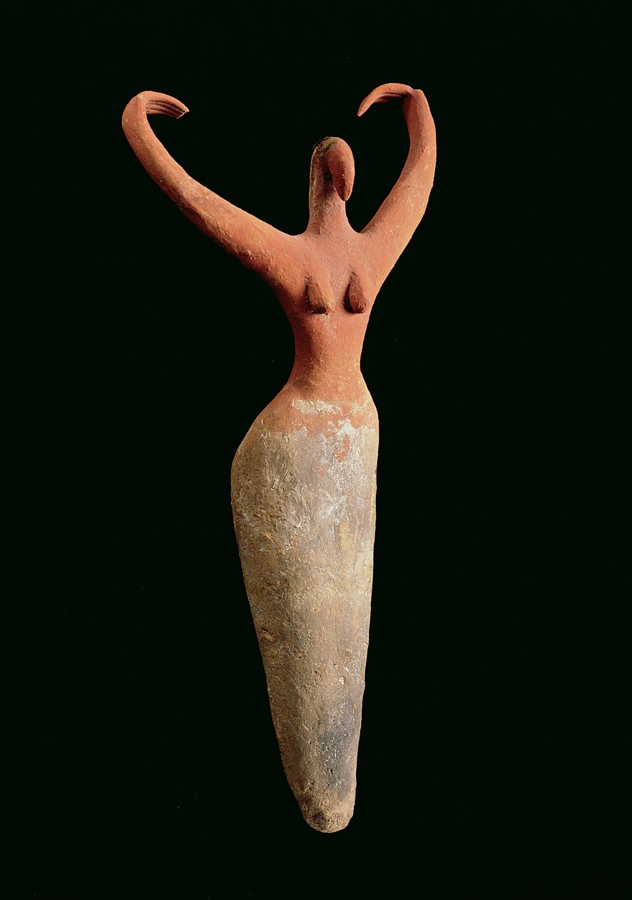 Figurka kobieca, z El Mamariya, ok. 3600-3500 pne (malowana terakota) (patrz 201159) autorstwa Naqada I Period Egyptian