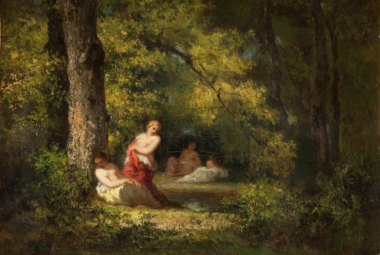 Cztery nimfy w lesie autorstwa Narcisse Virgile Diaz de la Peña