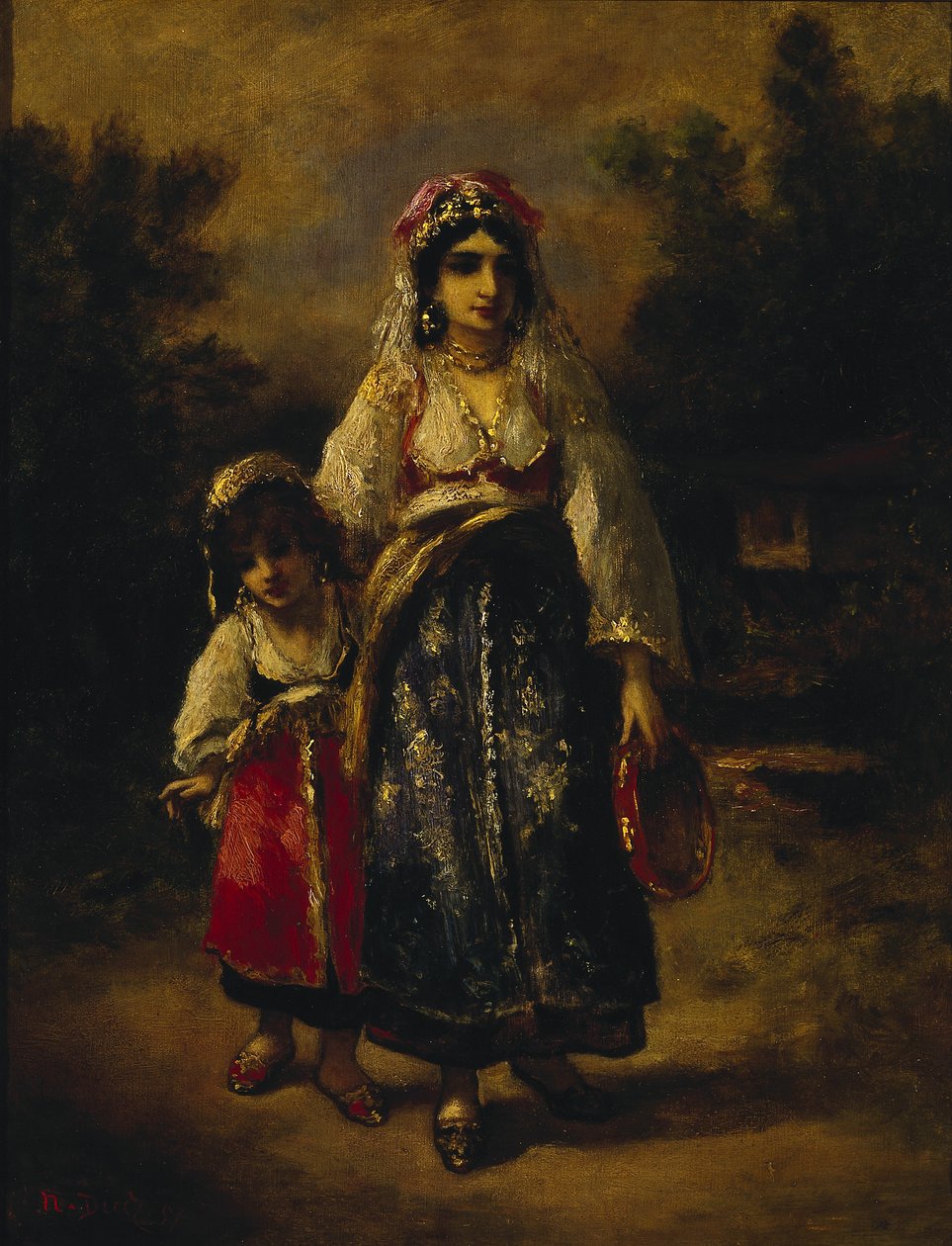 Kobieta i dziewczyna autorstwa Narcisse Virgile Diaz de la Peña