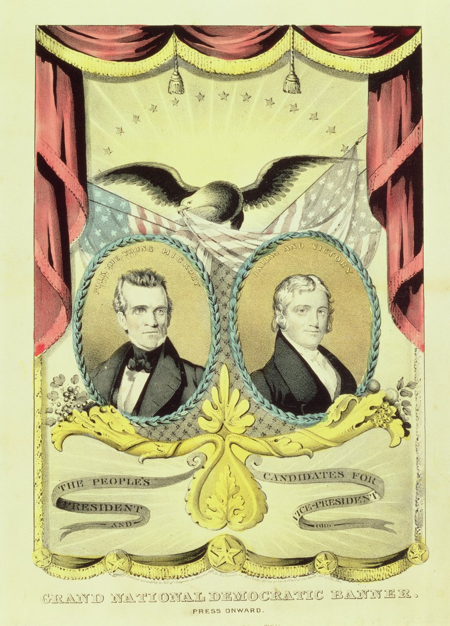 Wielki plakat kampanii narodowo-demokratycznej, 1844 autorstwa Nathaniel Currier