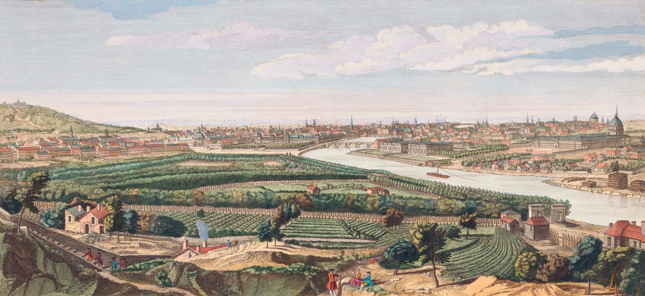 Paryż w XVIII wieku (grawerunek) autorstwa Nathaniel Parr