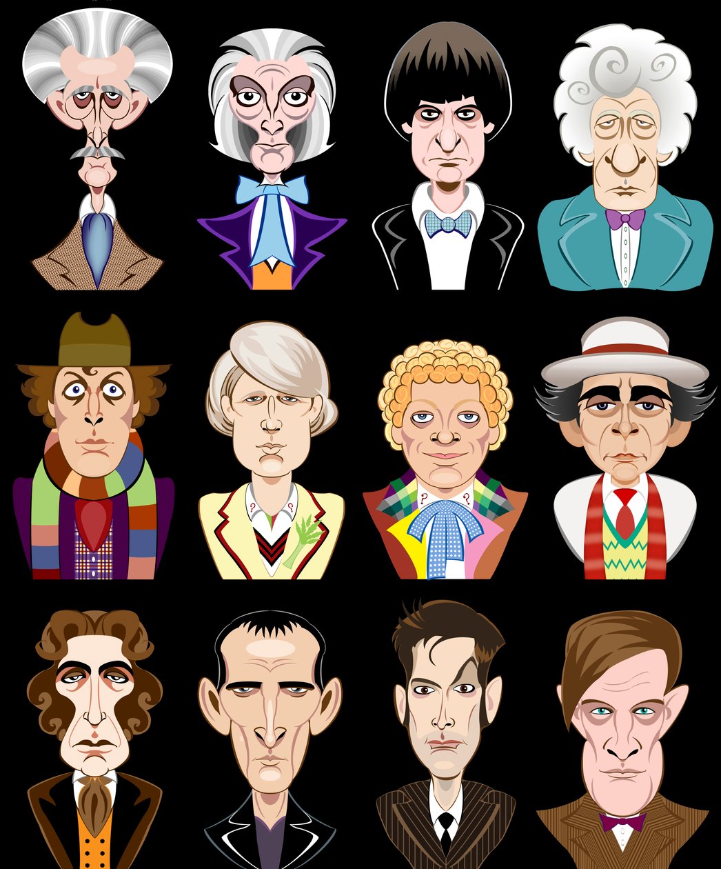 Aktorzy z serialu telewizyjnego BBC Doctor Who (1963-2013) autorstwa Neale Osborne