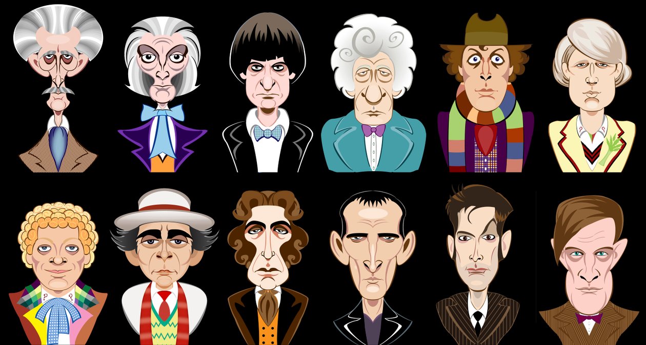 Aktorzy z serialu telewizyjnego BBC Doctor Who (1963-2013) autorstwa Neale Osborne