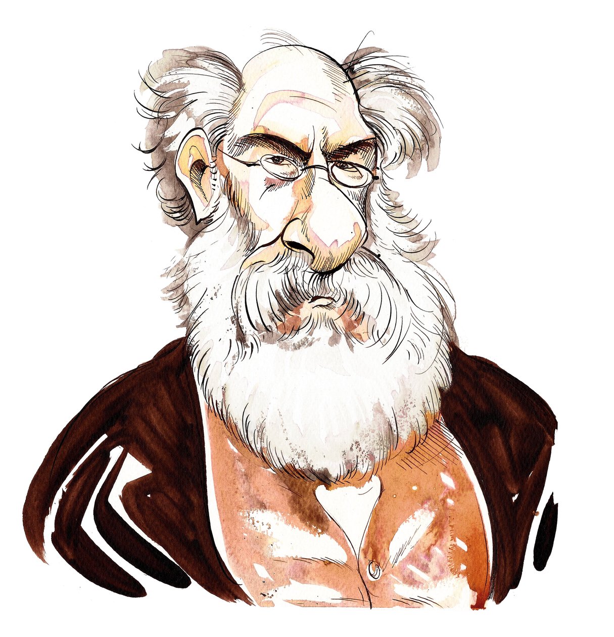 Anthony Trollope - kolorowa karykatura angielskiego powieściopisarza (1815-82) autorstwa Neale Osborne