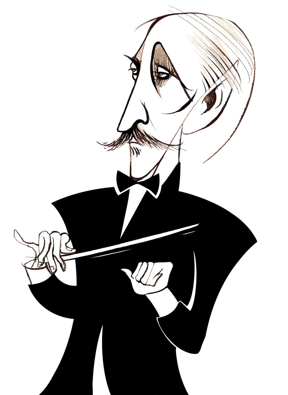 Arturo Toscanini, włoski dyrygent, (1867 - 1957) karykatura autorstwa Neale Osborne