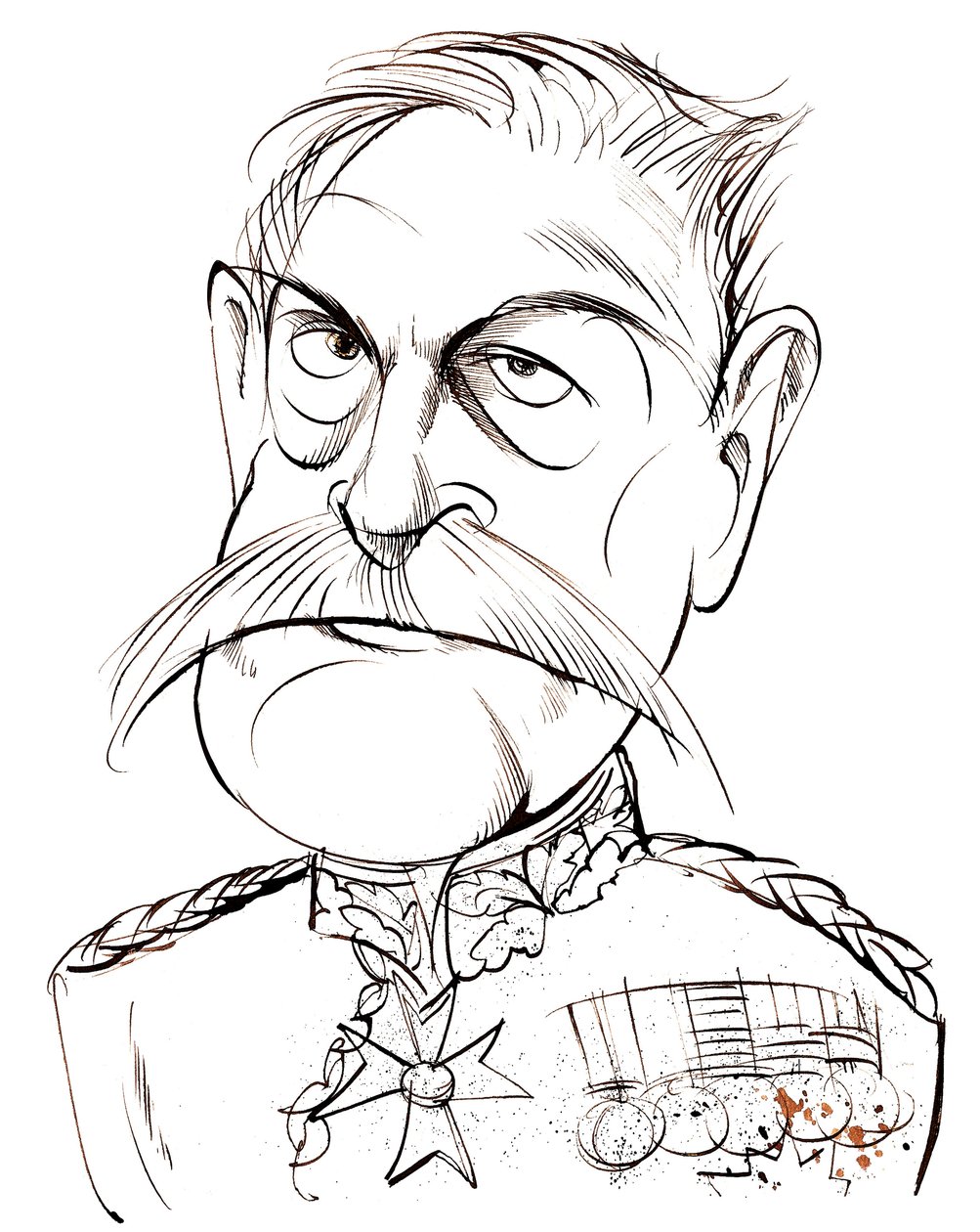 Brytyjski feldmarszałek, pierwszy hrabia Haig of Bernersyde (1861-1928); karykatura autorstwa Neale Osborne