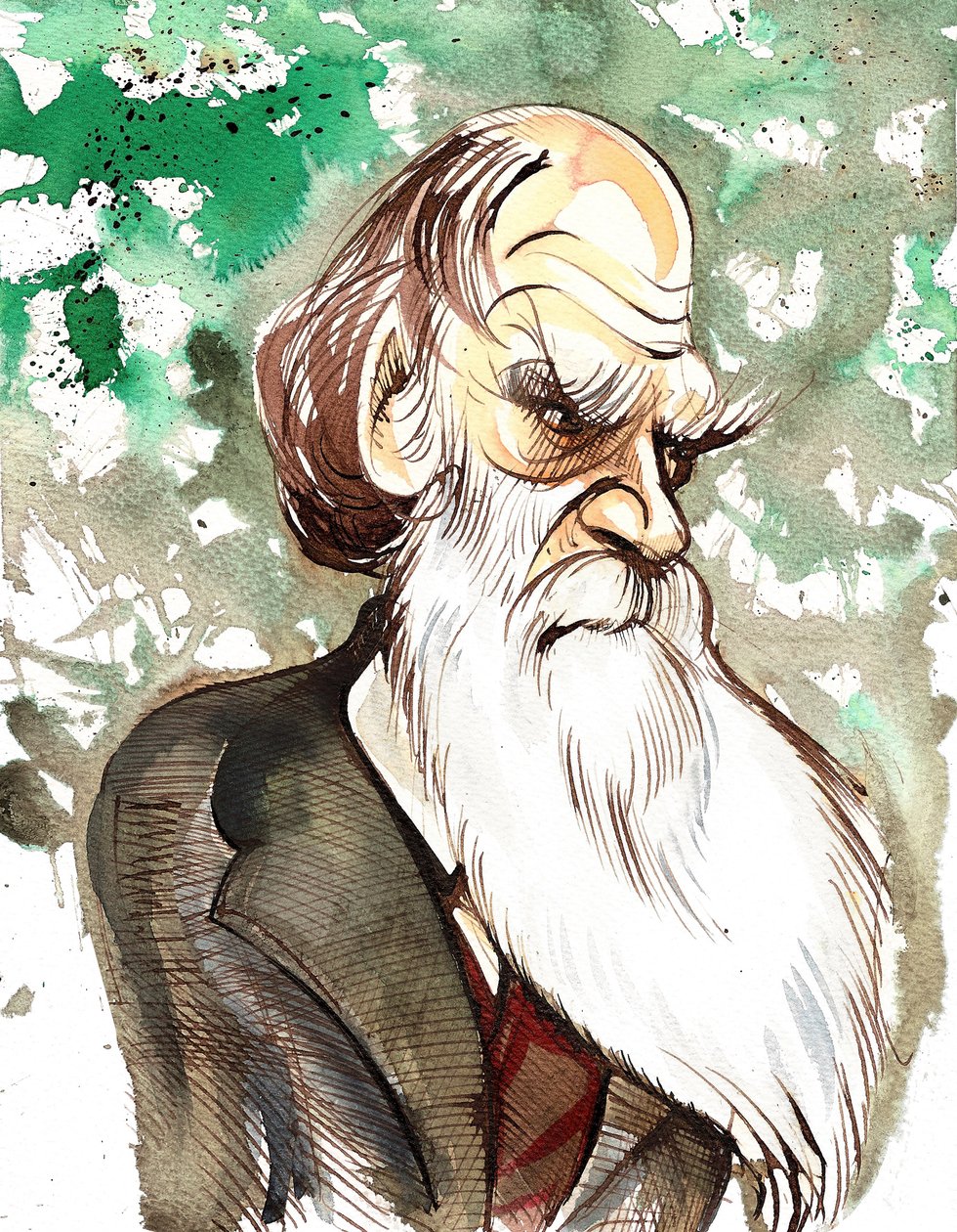 Karol Darwin (angielski przyrodnik i pisarz, 1809-82) kolorowa karykatura autorstwa Neale Osborne