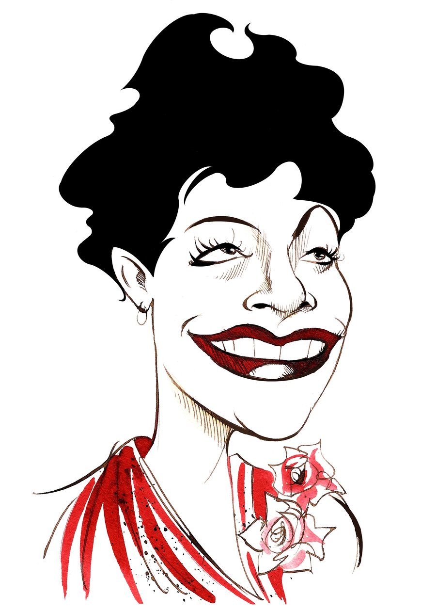 Ella Fitzgerald, amerykańska piosenkarka jazzowa, (1917 - 1996) karykatura autorstwa Neale Osborne