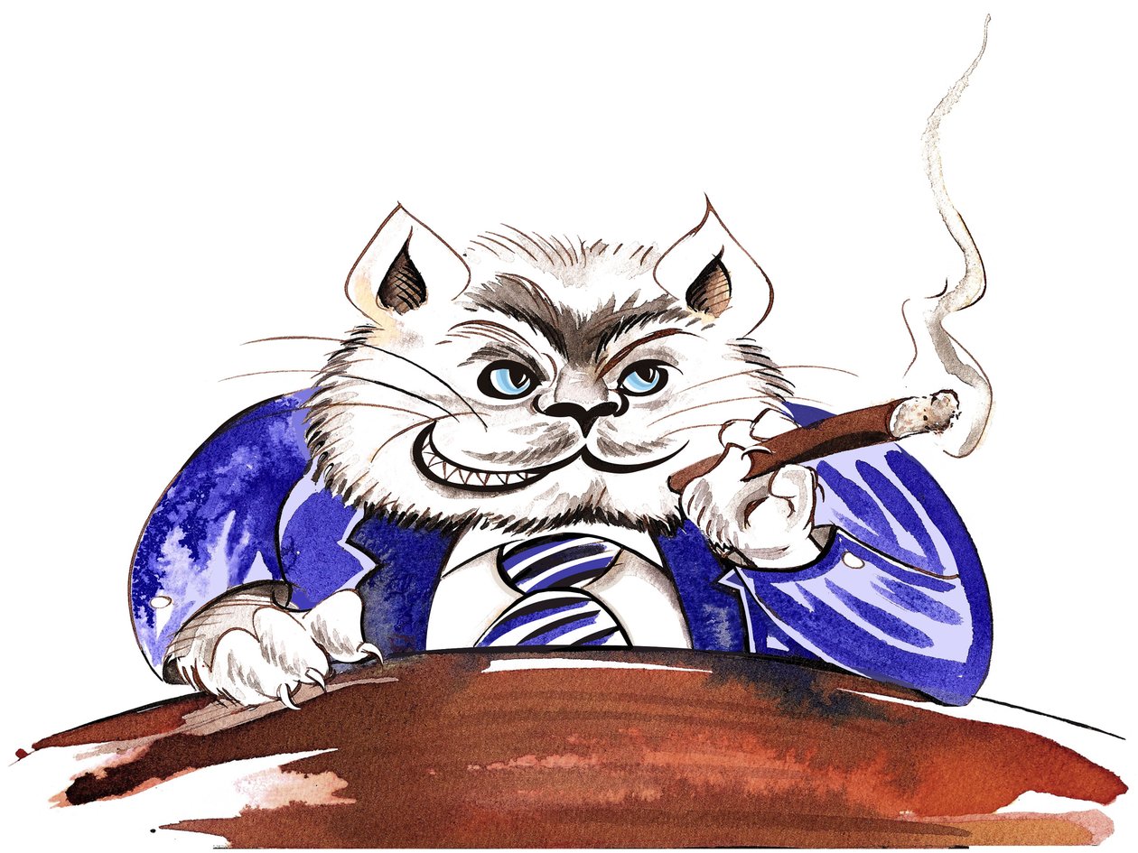 Gruby kot - alegoryczna ilustracja kryzysu finansowego autorstwa Neale Osborne