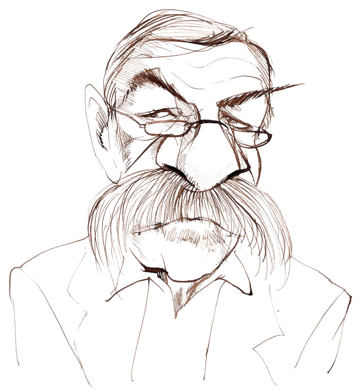 Günter Grass, niemiecki powieściopisarz, poeta, dramaturg i artysta; karykatura autorstwa Neale Osborne