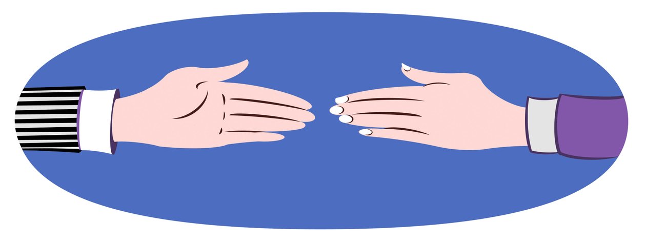 Uścisk dłoni - ilustracja autorstwa Neale Osborne