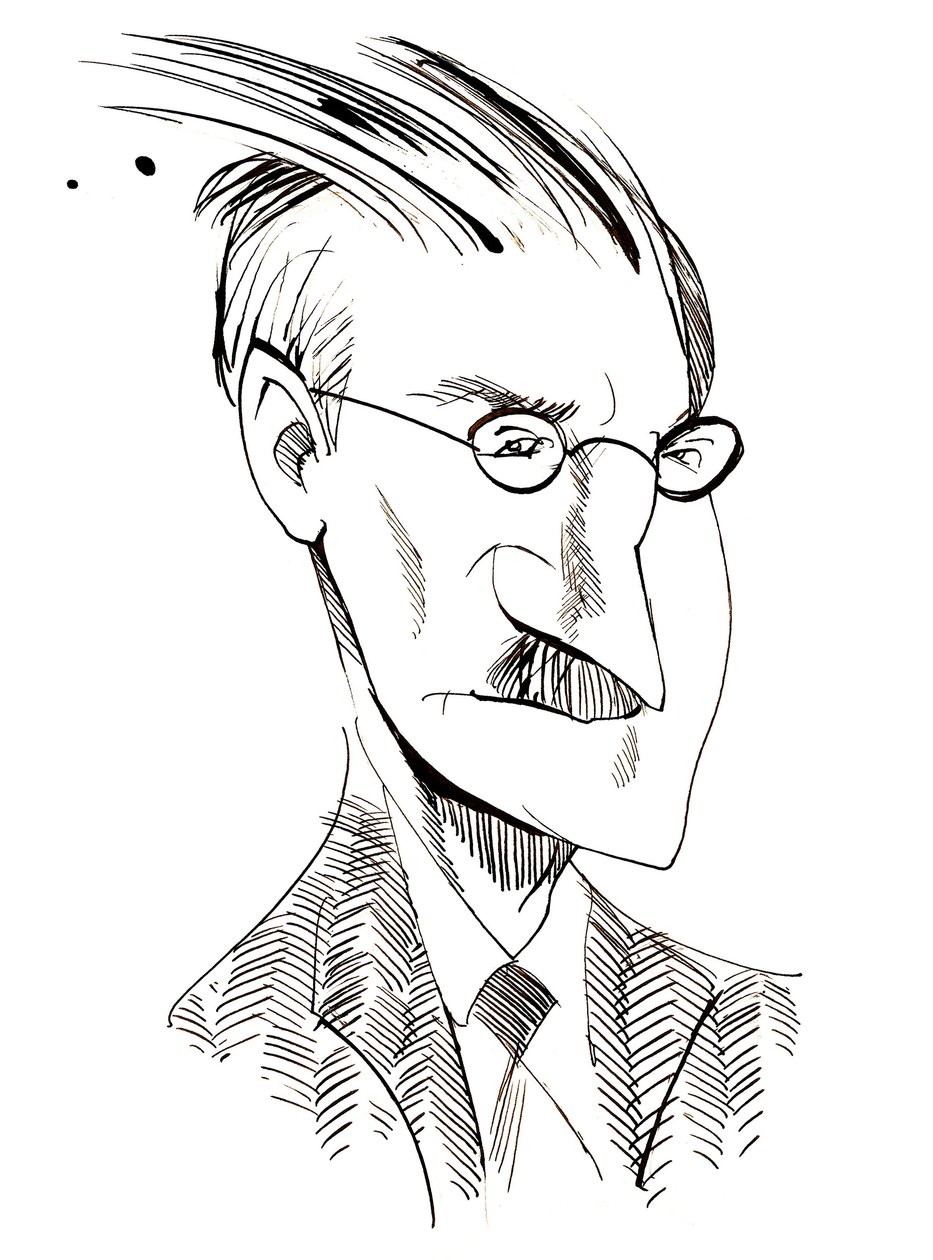 James Joyce - karykatura irlandzkiego pisarza (1882-1941) autorstwa Neale Osborne