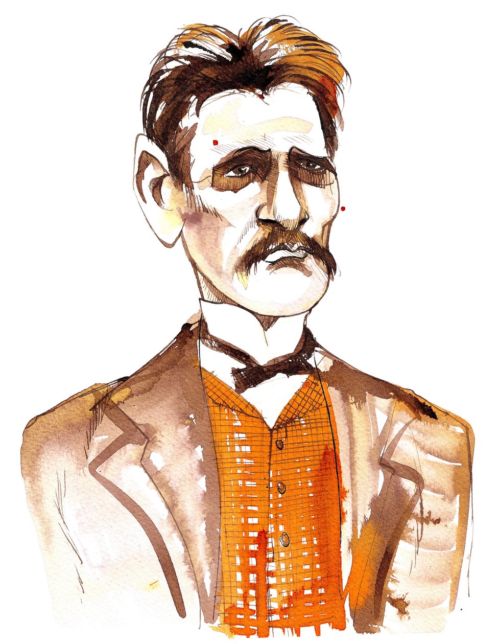 Jean Sibelius, karykaturalnie przedstawiony jako młodszy mężczyzna autorstwa Neale Osborne