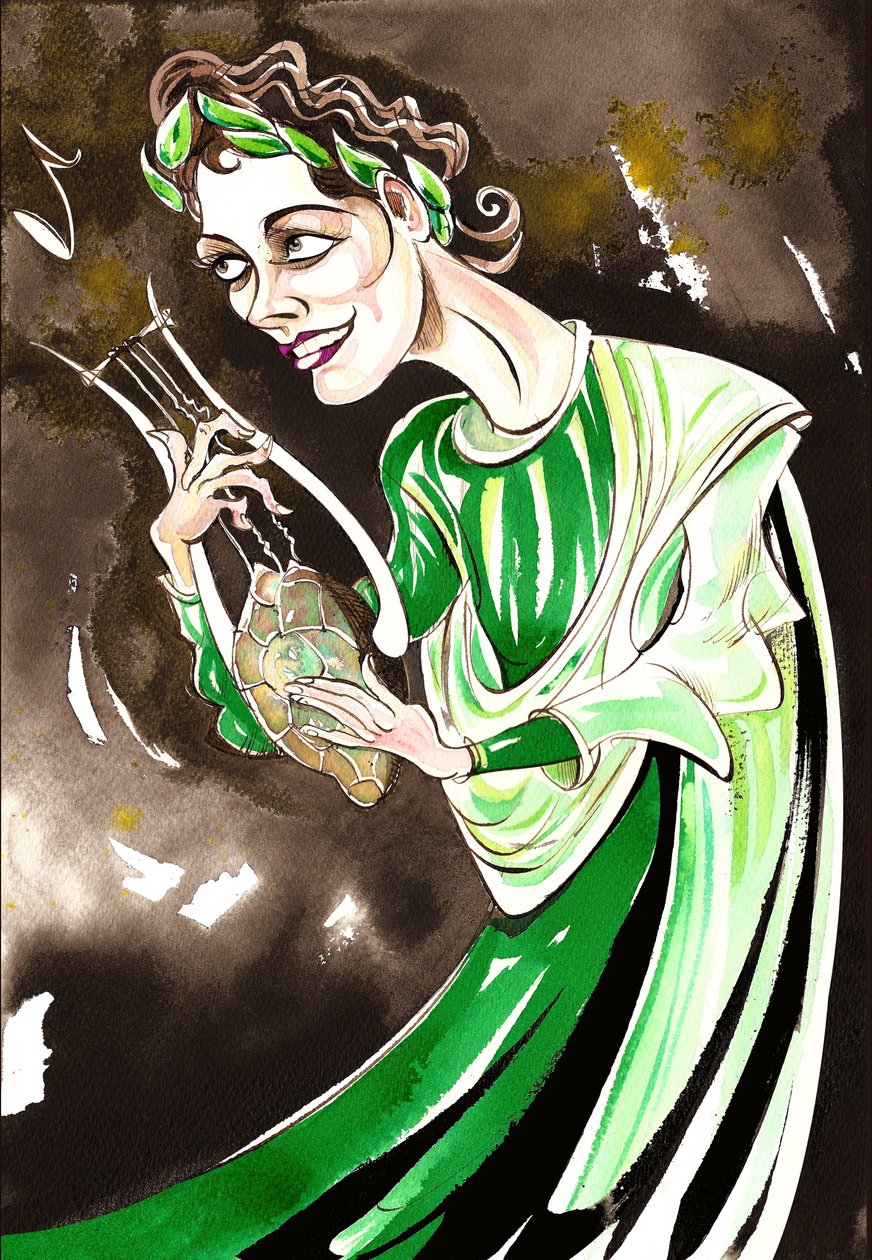 Kathleen Ferrier - kolorowa karykatura jako Orfeusz z opery Orfeusz i Eurydyka z 1762 r. Christopha Glucka (kompozytora niemieckiego, 1714-1787) autorstwa Neale Osborne